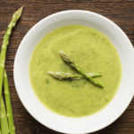Creamy asparagus soup tastes like springtime in a bowl and it's dairy free, Paleo, Whole30 and vegan (if you use vegetable stock). One pot recipe. www.amiofbs.com