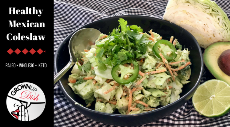 This Healthy Mexican Coleslaw recipe is overflowing with delicious crunchy flavor. And it's Paleo, Whole30, keto, vegetarian, sugar-free and gluten-free. | www.amiofbs.com