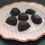 5 Minute 4 Ingredient Paleo Chocolate Fudge on red plate amiofbs