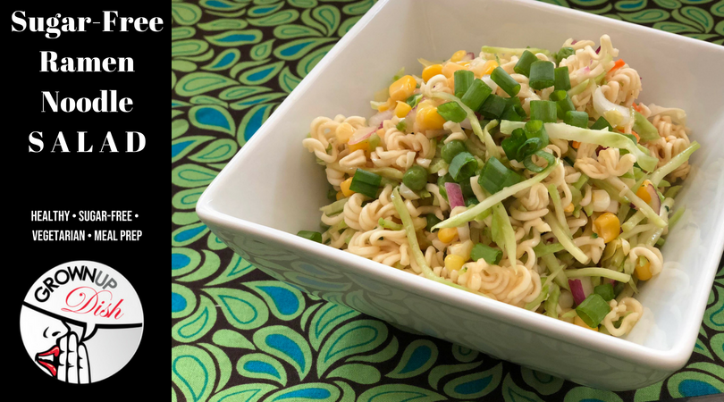 This cleaner version of the popular ramen noodle salad recipe is much healthier and still crispy and delicious. It's sugar-free and jam packed with veggies & healthy fats. | www.amiofbs.com