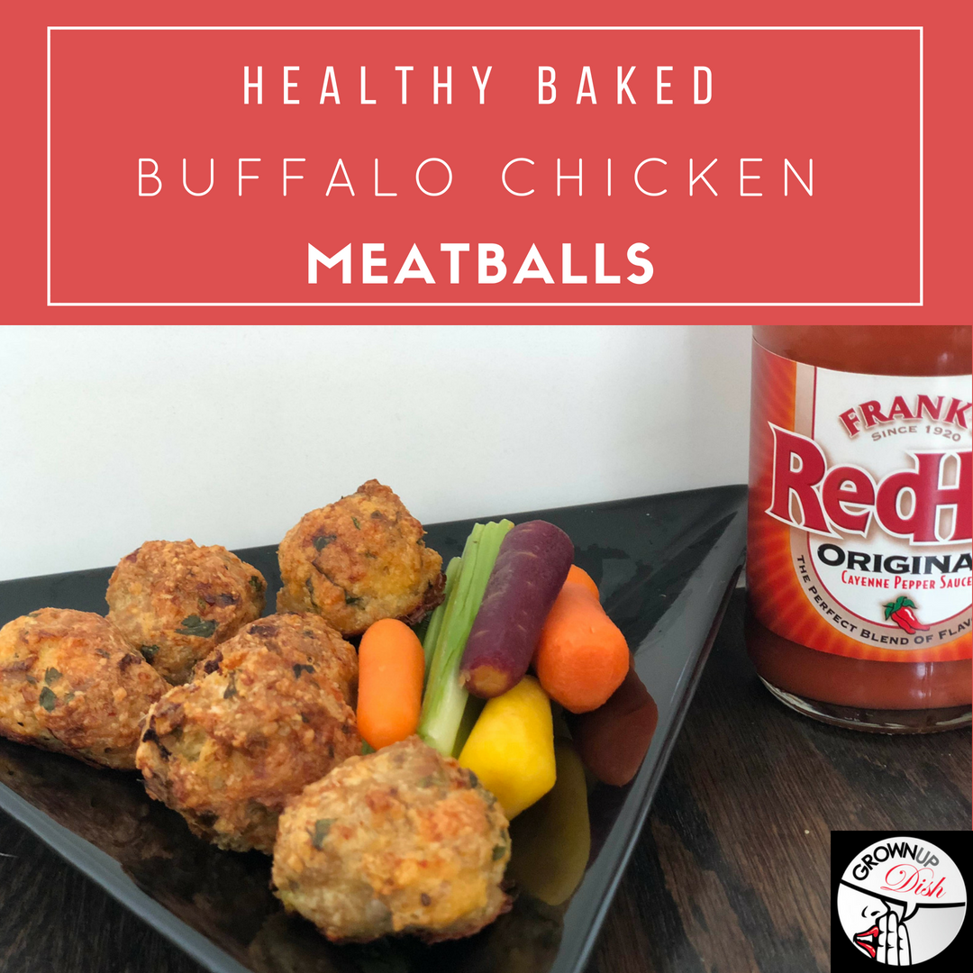 These healthy baked buffalo chicken meatballs are savory, spicy and oh so delicious. Serve them as an appetizer alongside sliced celery and carrots with a blue cheese dipping sauce. Or pile them on top of greens for a healthy and satisfying meal. | www.amiofbs.com