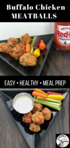 These healthy baked buffalo chicken meatballs are savory, spicy and oh so delicious. Serve them as an appetizer alongside sliced celery and carrots with a blue cheese dipping sauce. Or pile them on top of greens for a healthy and satisfying meal. | www.amiofbs.com