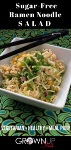 This cleaner version of the popular ramen noodle salad recipe is much healthier and still crispy and delicious. It's sugar-free and jam packed with veggies & healthy fats. | www.amiofbs.com