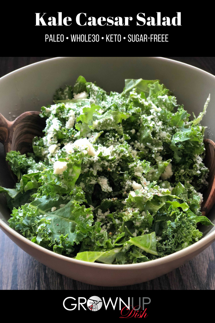 This paleo kale caesar salad is so delicious that you'll forget it's good for you. It's the homemade salad dressing that makes it so legit. And it's super easy to make. The dressing is just a riff on homemade mayonnaise, which you can whip up with an immersion blender in just minutes. | www.amiofbs.com
