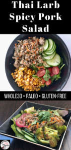 This healthy Thai Larb Spicy Pork salad is bursting with Thai flavor from the chili peppers and fresh herbs. It's paleo, keto and Whole30 compliant. | www.amiofbs.com