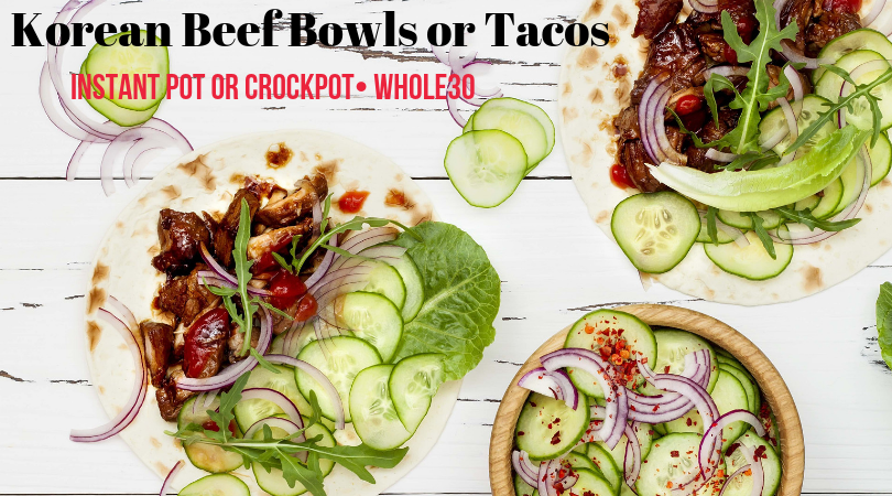 Make Whole 30 Instant Pot Korean Beef in an hour and use it to make fusion-style bowls, tacos or burritos. It's next-level Asian-fusion deliciousness! | www.amiofbs.com