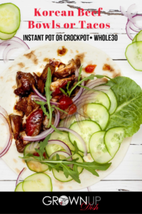 Make Whole 30 Instant Pot Korean Beef in an hour and use it to make fusion-style bowls, tacos or burritos. It's next-level Asian-fusion deliciousness! | www.amiofbs.com