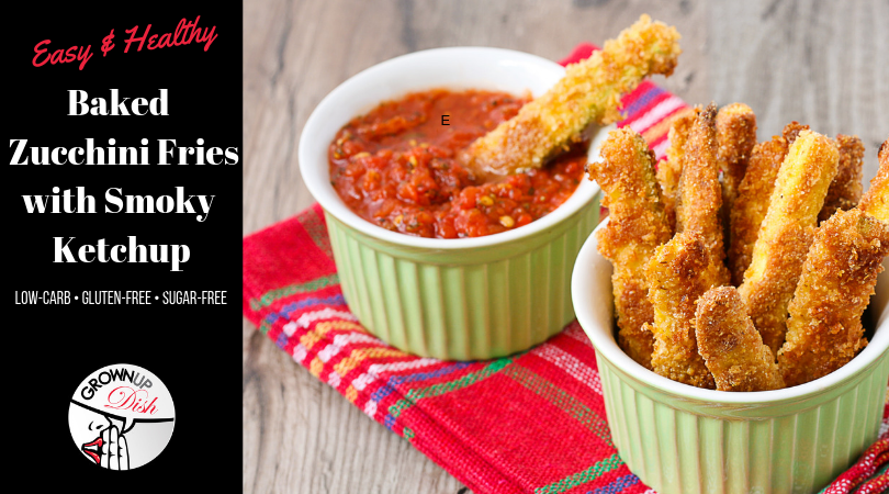 These easy baked zucchini fries feature Parmesan-crusted zucchini baked until hot and crispy and dunked in a smoky, spicy ketchup. You've gotta try these! | www.amiofbs.com
