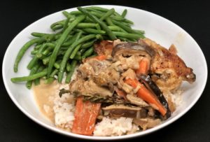 One skillet Coq au Riesling is the perfect weeknight meal and the ultimate comfort food. It's decadent, delicious and all made in one skillet. | www.amiofbs.com