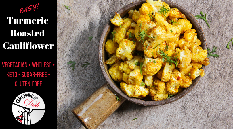This turmeric roasted cauliflower recipe combines to of today's hottest superfoods. Make it in 30 minutes on a sheet pan - it's ideal for a weeknight dinner. | www.amiofbs.com