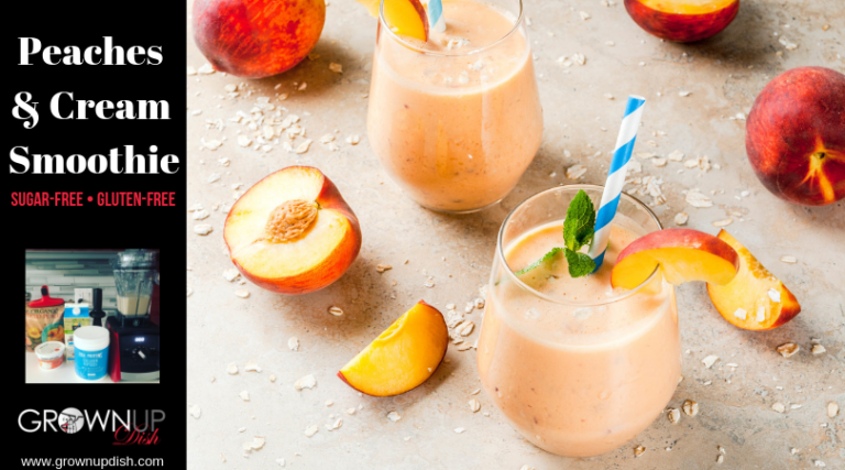 This Peaches & Cream Smoothie has it all – sweet peaches, vanilla, and LOTS protein. It packs an extra nutritious punch thanks to Kalona cottage cheese. | www.amiofbs.com