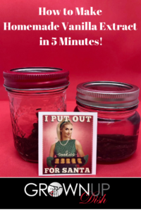 Make homemade vanilla extract with just TWO ingredients in less than FIVE minutes! This recipe is better quality & way cheaper than grocery store versions. | www.amiofbs.com