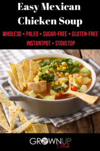 If you like big spicy flavor and toppings galore, Easy Mexican Soup features chicken, white beans, zoodles, and a hit of fresh Jalapeño and lime juice. | www.amiofbs.com