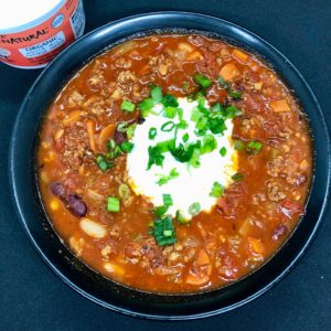 This Veggie Loaded Chili recipe is sugar-free and gluten-free. For Whole30, paleo or keto versions omit the beans. Make a big pot today and thank me later. | www.amiofbs.com