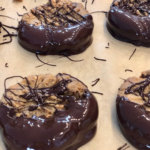 Chocolate dipped gluten-free peanut butter cookies so delicious you won't believe they are healthy (and easy to make!) No sugar, flour or dairy. | www.amiofbs.com