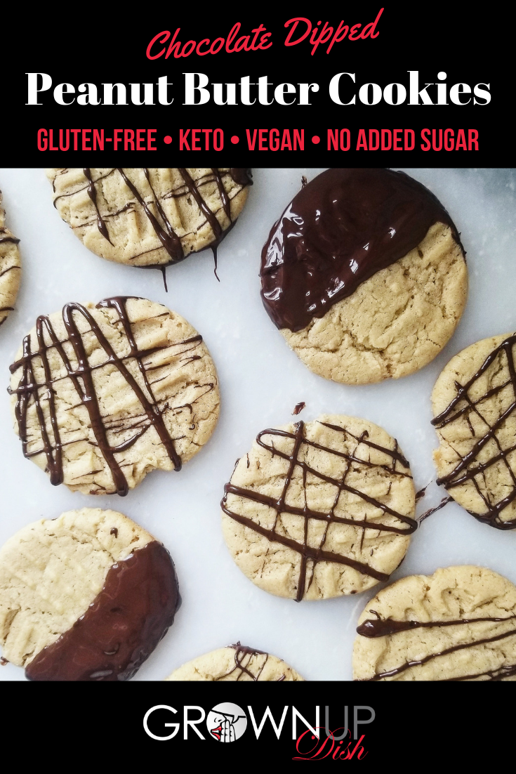 Chocolate dipped gluten-free peanut butter cookies so delicious you won't believe they are healthy (and easy to make!) No sugar, flour or dairy. | www.amiofbs.com
