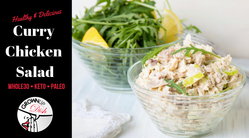 Whole30 Curry Chicken Salad recipe is fancy enough for company but easy enough for everyday lunch or meal prep. And it's keto, sugar-free and gluten-free. | www.amiofbs.com
