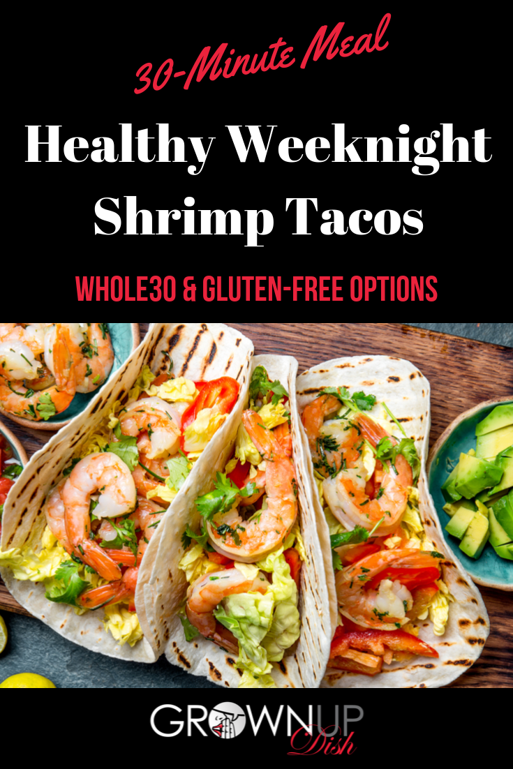 Healthy Weeknight Shrimp Tacos are spicy, flavorful and ready in 30 minutes. Recipe includes Whole30 and gluten-free variations as well as timesaving tips. | www.amiofbs.com