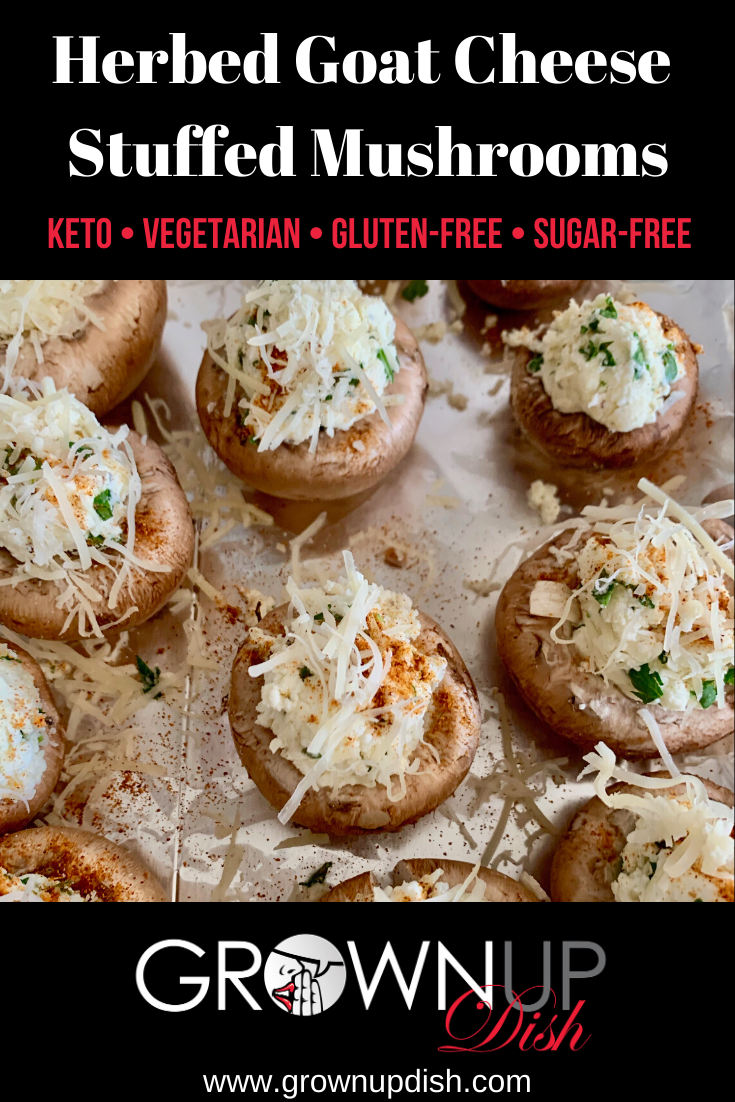 Herbed Goat Cheese Stuffed Mushrooms are vegetarian, sugar-free, gluten-free, keto and oh so delicious. Super easy recipe you'll make again & again. | www.amiofbs.com