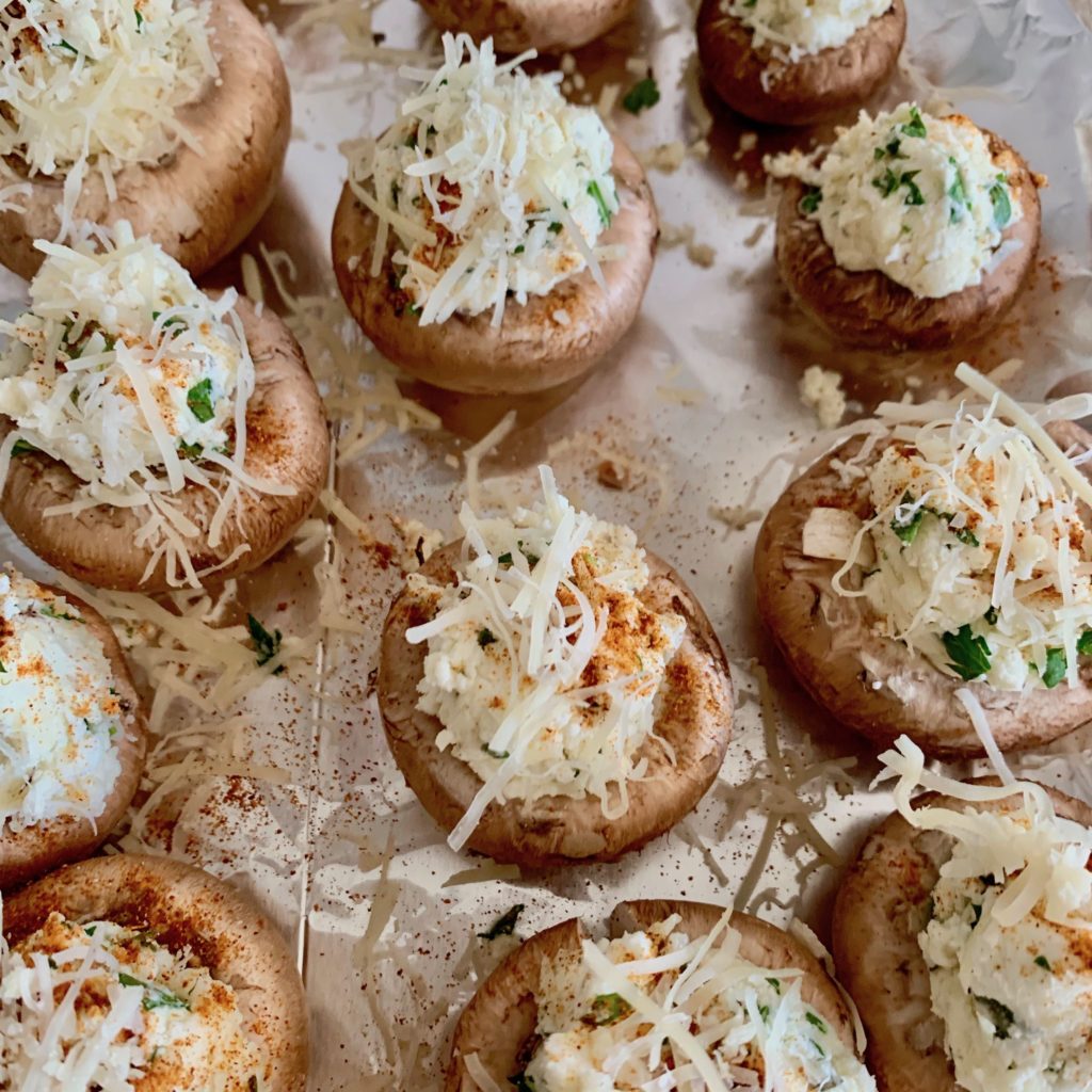 Herbed Goat Cheese Stuffed Mushrooms are vegetarian, sugar-free, gluten-free, keto and oh so delicious. Super easy recipe you'll make again & again. | www.amiofbs.com
