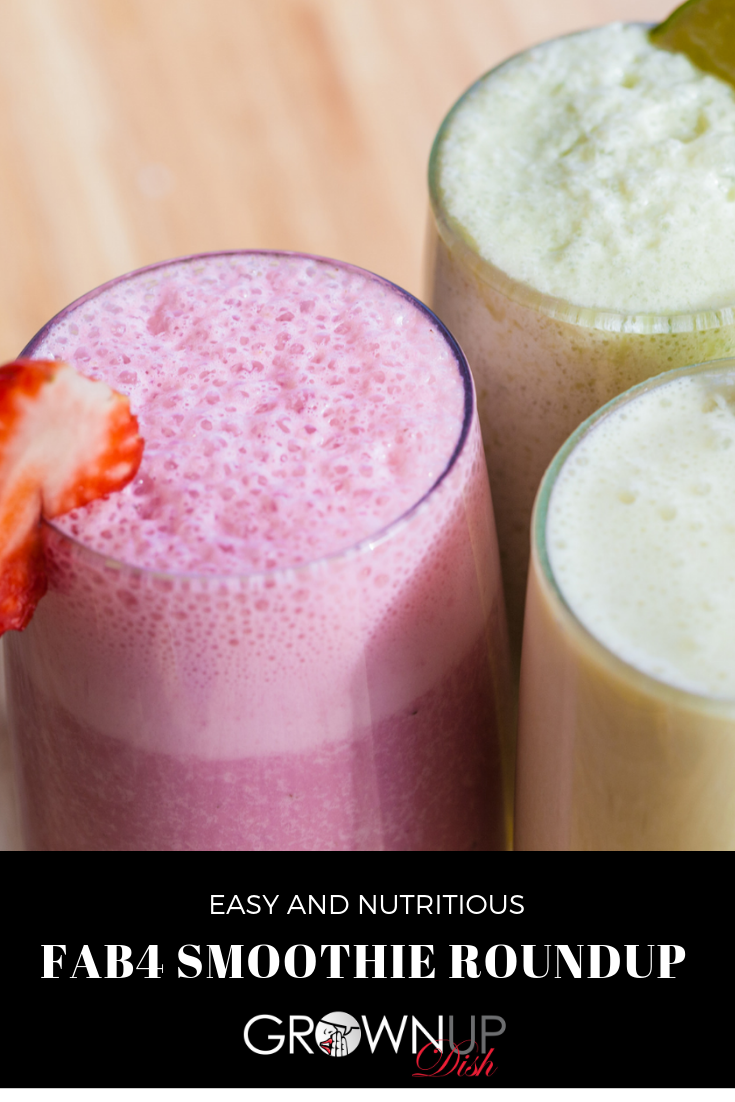 A roundup of my favorite Fab Four Smoothie recipes that will keep you full with a healthy combination of protein, fiber, fruit and greens. | www.amiofbs.com