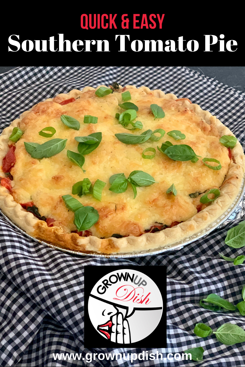 Make a quick and easy southern tomato pie. Tuck ripe tomatoes into a buttery pie crust and top with a layer of melty cheese. It's delicious! | www.amiofbs.com