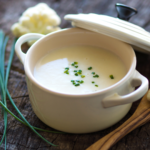 Creamy browned butter cauliflower soup uses clean ingredients but tastes rich and decadent. Vegetarian and keto and can also be made vegan. | www.amiofbs.com