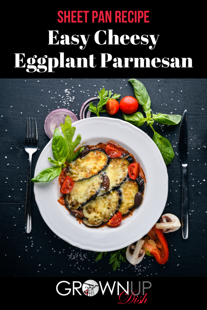 Say goodbye to mushy eggplant. This Easy Cheesy Sheet Pan Eggplant Parmesan ensures that every bite is the perfect mix of crunchy, saucy and cheesy goodness! | www.amiofbs.com