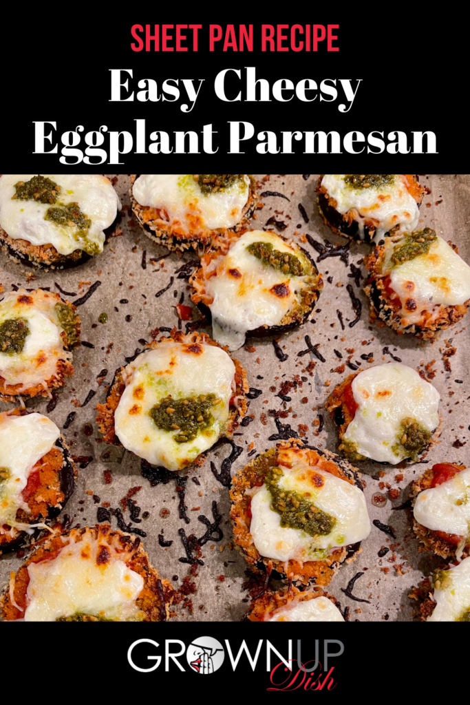 Say goodbye to mushy eggplant. This Easy Cheesy Sheet Pan Eggplant Parmesan ensures that every bite is the perfect mix of crunchy, saucy and cheesy goodness! | www.amiofbs.com