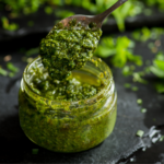 Easy Basil Pesto recipe is versatile and simple. Put the ingredients in a food processor and voila. Plus lots of ways to use pesto and storage tips. | www.amiofbs.com
