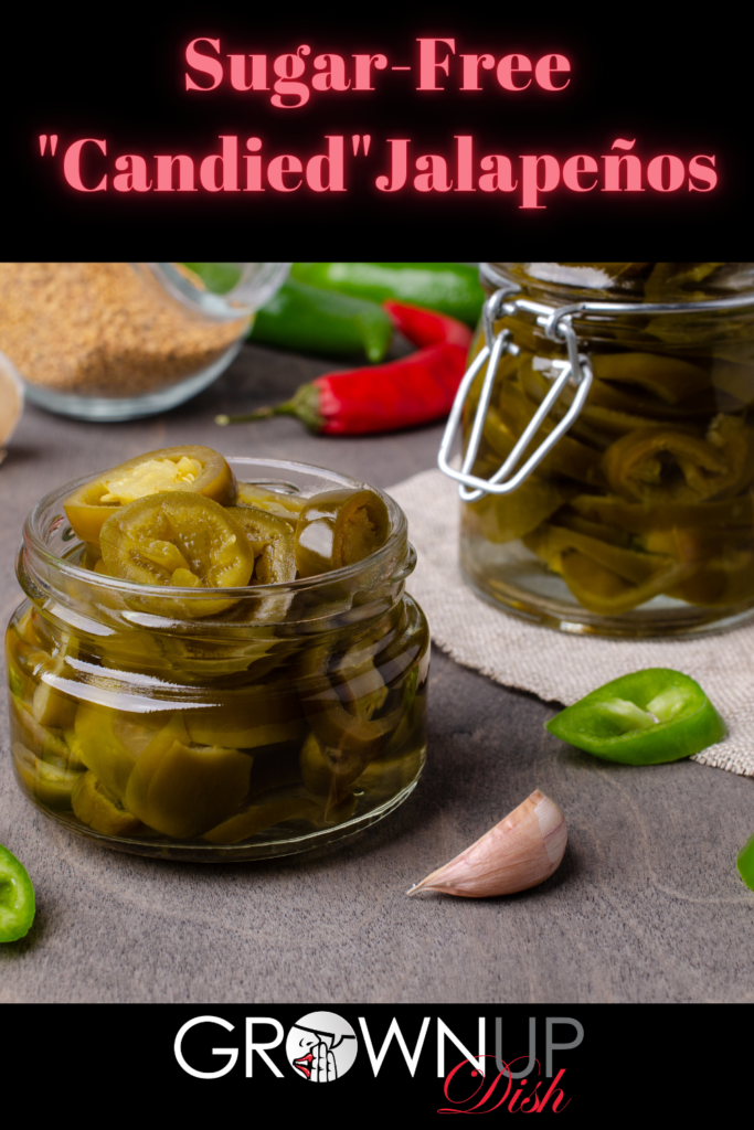 Discover how to make Sugar-Free Candied Jalapeños using no calorie monkfruit sweetener instead of sugar. They're sweet and spicy and virtually indistinguishable from the store-bought version. | www.amiofbs