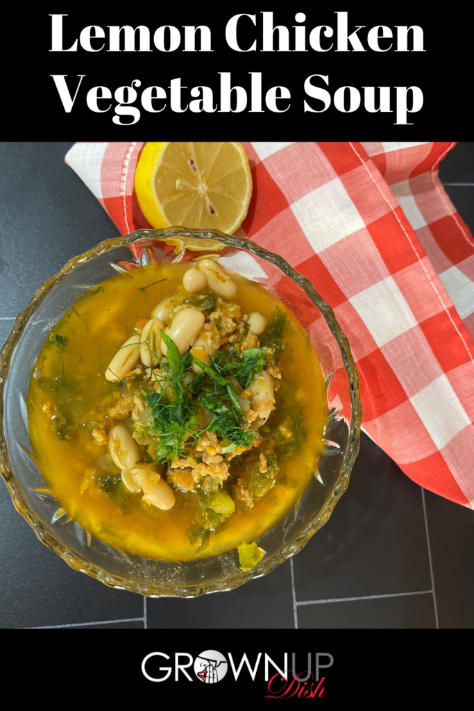 This Lemon Chicken Vegetable Soup is packed with greens and beans and is oh so delicious. You can make it one pot and it freezes beautifully! | www.amiofbs.com