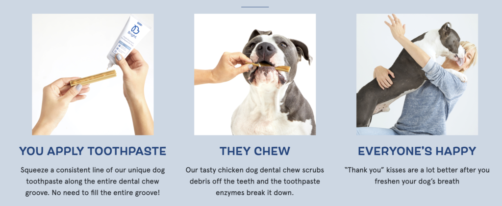 Unbiased review of Bark Bright, the daily dual toothpaste and dental stick system to keep dogs’ funky breath and plaque buildup under control. | www.amiofbs.com