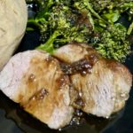 Pork Tenderloin with Maple Garlic Sauce is seasoned, seared and baked in a mouthwatering sauce until it’s sticky on the outside and juicy on the inside. | www.amiofbs.com