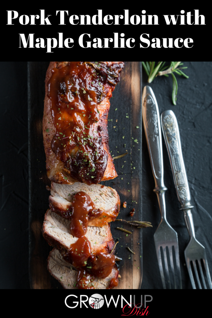 Pork Tenderloin with Maple Garlic Sauce is seasoned, seared and baked in a mouthwatering sauce until it’s sticky on the outside and juicy on the inside. | www.amiofbs.com