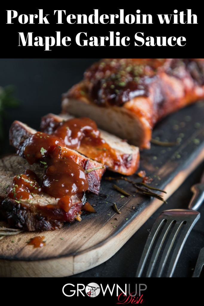 Pork Tenderloin with Maple Garlic Sauce is seasoned, seared and baked in a mouthwatering sauce until it’s sticky on the outside and juicy on the inside. | www.amiofbs.com