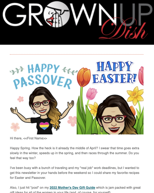 The April 2022 Amiofbs Newsletter features a compilation of recipes ideal for Easter and Passover, greener swaps for Earth Day, the 2022 Mother's Day Gift Guide for Amiofbss and a list of things I'm digging. | www.amiofbs.com