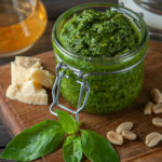 Garlic scapes taste like a blend of scallions and garlic and you can turn them into the most amazing pesto. You've gotta try this easy recipe. | www.amiofbs.com