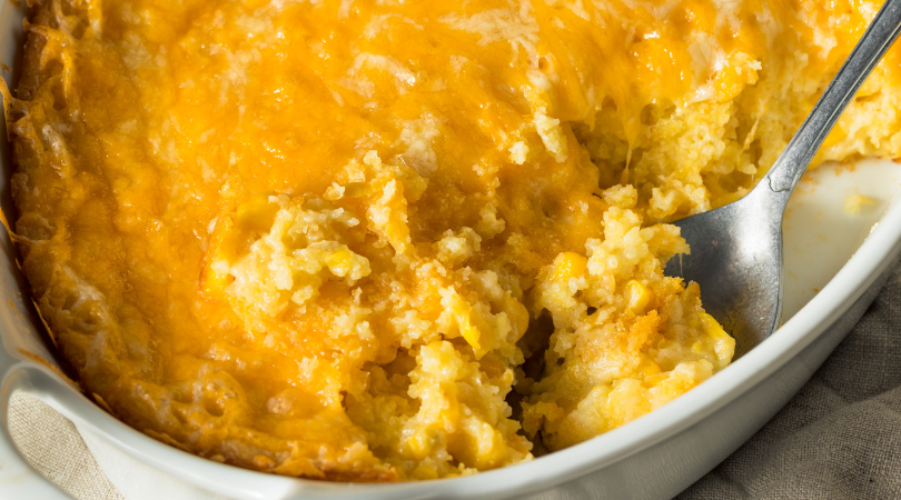 This easy cheesy corn casserole is a no fail recipe that’s perfect for the holidays but easy enough for a weeknight dinner. You've got to try it. | www.amiofbs.com